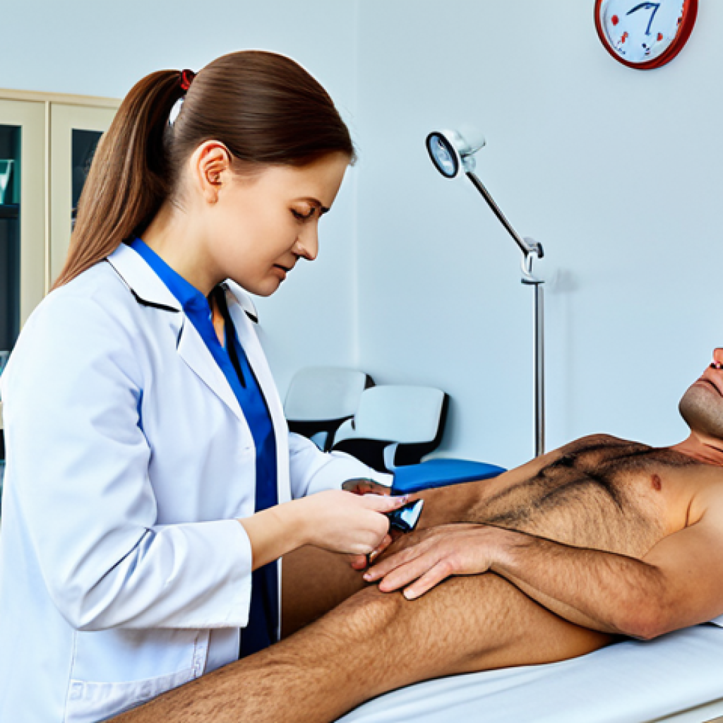 몰도바 의료 시스템 - "A dedicated doctor in a clean, modern clinic in Chisinau, Moldova, fully clothed, examining a patie...