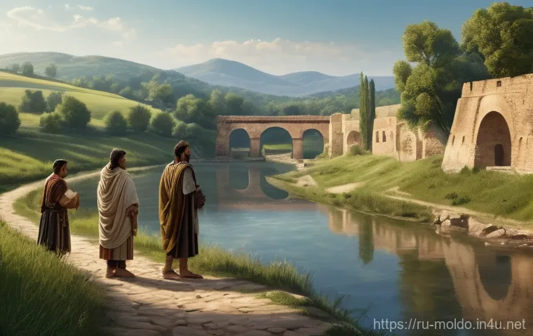 몰도바 vs 우크라이나 역사 - **Prompt:** A serene and historical landscape scene depicting the ancient origins of the region. In ...