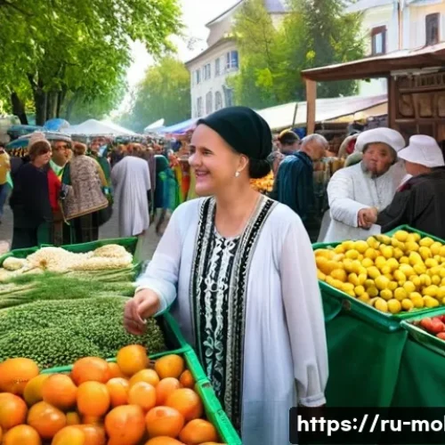 Home 28 몰도바의 민족 구성 - **A Vibrant Moldovan Market Scene:** A bustling open-air market in Chisinau, filled with people of d...