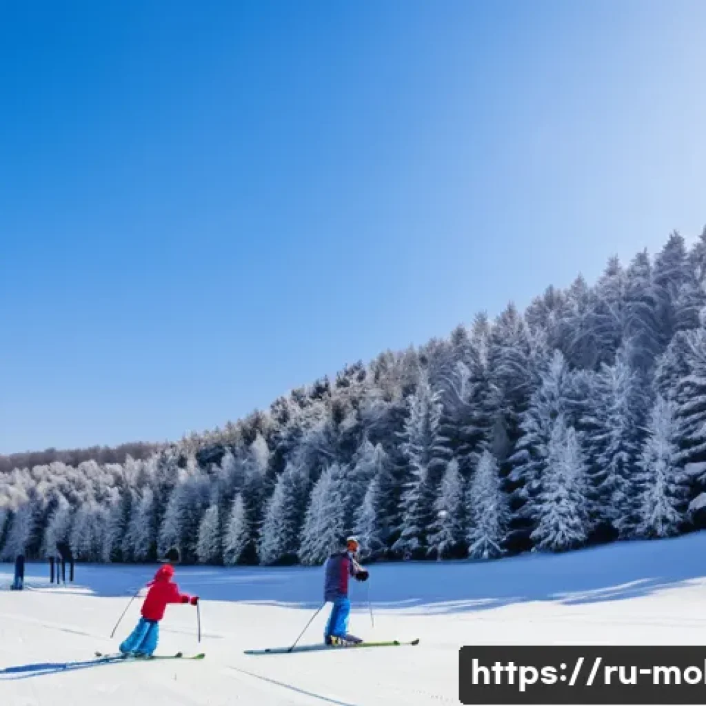 몰도바의 겨울 스포츠 - A serene winter scene at the Krikova ski resort in Moldova showcasing a family-friendly environment:...