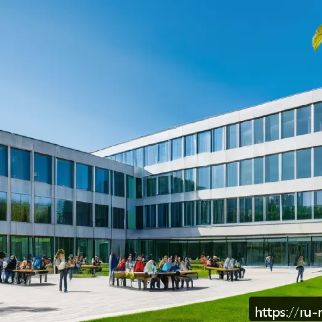 몰도바 대학 순위 - A modern university campus in Moldova featuring a large, contemporary building with glass facades an...