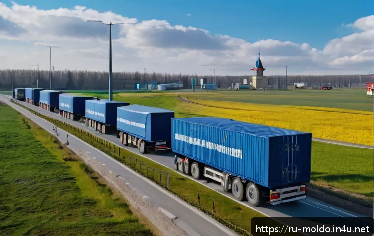 몰도바 우크라이나 국경 이슈 - A detailed and realistic scene depicting a tense Moldovan-Ukrainian border checkpoint during late af...